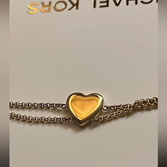 NIB Michael Kors Brilliance Gold-tone Heart Charm Slider Bracelet MKJ6395710 - Picture 4 of 7